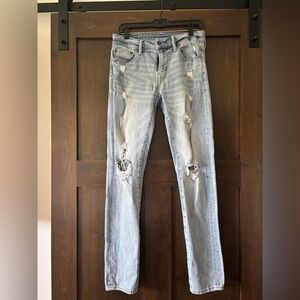 American Eagle Outfitters Blue Slim Jeans with Distressed Details